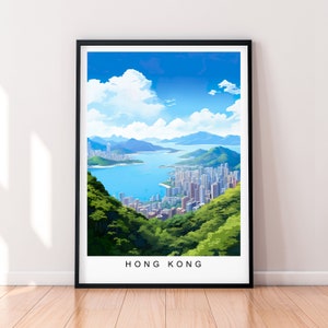 Hong Kong City View Illustration Print Hong Kong Poster Gift Unframed Print