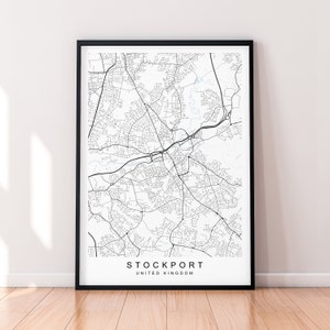 Stockport City England Karte Print Poster Minimalist Home Decor Stockport England UK Karte Poster Wall Art Decor