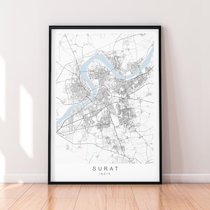 Surat City India Kaart Print Poster Minimalistisch Home Surat India Town City Map Poster Wall Art Decor