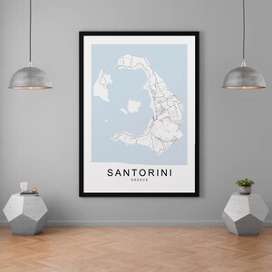 Santorini Griechenland Insel Karte Print Minimalist Home Map Poster Wall Décor