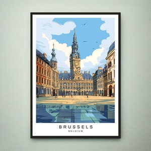 Bruxelles Wall art Illustrazione Stampa Bruxelles BelgioViaggio Poster Regalo Stampa senza cornice