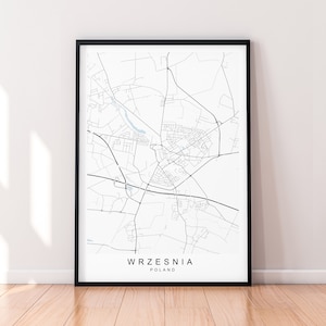 Września Town Poland Map Print Poster Minimalist Home Decor Wrzesnia Map Poster Wall Art Decor
