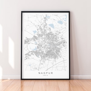Nagpur City India Kaart Print Poster Minimalistisch Home Nagpur India Town City Map Poster Wall Art Decor