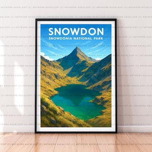 Snowdon Wales Unframed Illustration Print Poster Art Snowdon Snowdonia National Park Mountain Lake Travel Wall Decor Scenic Snowdon