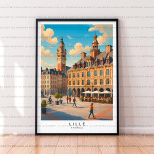 Lille France Unframed Illustration Print Poster Art, Lille Wall Art, Lille Travel Print, Lille Architecture Poster Artwork