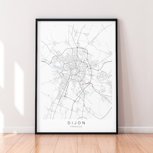 Dijon City Map France Print Poster Minimalist Home Decor Dijon France Town Map Poster Wall Art Decor