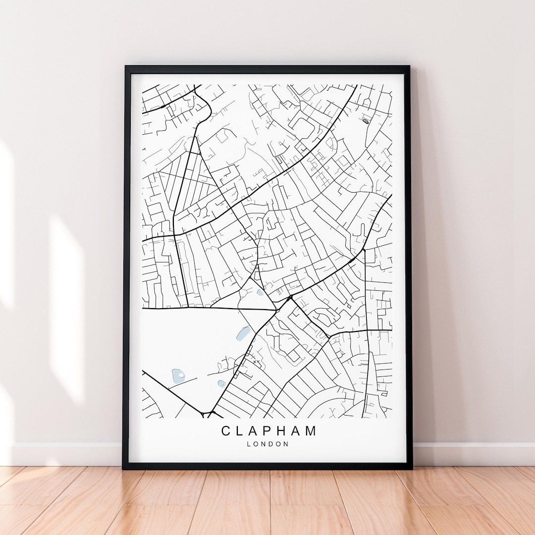 Clapham Town Borough of London Map Print Poster Minimalist Home London ...