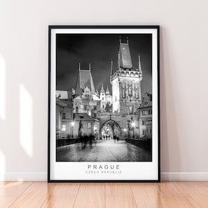 Città di Praga Repubblica Ceca Notte Stampa Minimalista Home Travel Poster Wall Decor