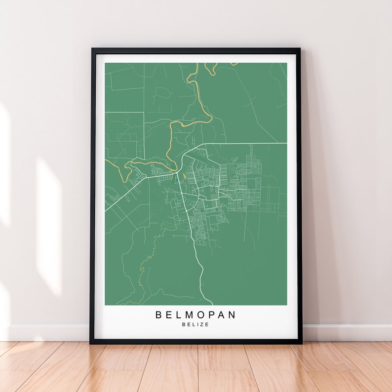 Belmopan Map Print Minimalist Belmopan Belize Home Map Poster Wall ...
