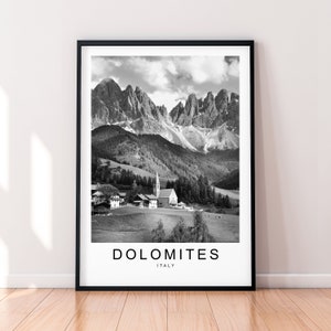 Dolomites Alps Hills Italy Mountains Print Travel Poster Minimalist Home Travel Mountain Poster Wall Decor