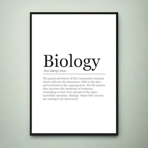 Affiche de définition d&#39;impression amusante de biologie Art mural de biologie Cadeau minimaliste Impression