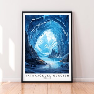 Stampa illustrazione grotta di ghiaccio ghiacciaio Vatnajokull Ghiacciaio Vatnajokull Islanda Poster Arte da parete Regalo Stampa senza cornice