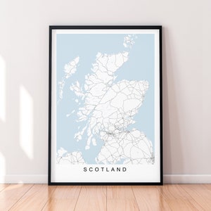 Ecosse carte impression affiche minimaliste décor à la maison Ecosse Royaume-Uni carte affiche mur Art déco