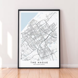 Den Haag Stadskaart Den Haag Nederland Nederland Print Minimalist Home Den Haag kaart poster muurdecoratie