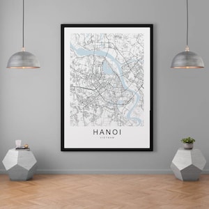 Hanoi Map Vietnam Map Print Minimalistische Karte Home Map Travel Poster Wanddekoration