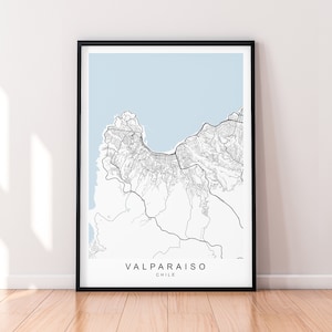 Valparaíso Mapa Miasta Wydrukuj Plakat Minimalistyczny Wystrój Domu Valparaíso Chile Mapa Plakat Sztuka Ścienna Wystrój