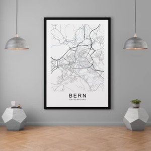 Bern Switzerland City Map Print Minimalist Home Map Poster Wall Décor
