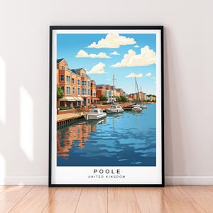 Poole Bay illustratie print Poole UK poster muurkunst cadeau ingelijste print