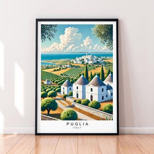 Trulli Houses Puglia Italy Illustration Poster Art