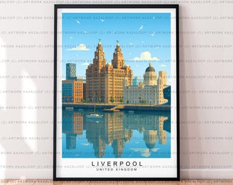 Liverpool Travel Print Liverpool Illustration Art Poster Unframed Print