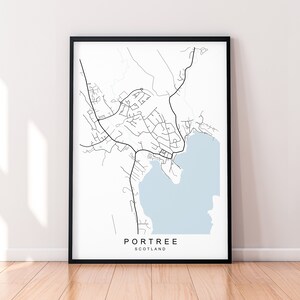 Portree Town Scotland  Map Print Poster Minimalist Home Decor Portree Map Poster Wall Art Decor
