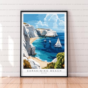 Sarakiniko Coast Print View Unframed Illustration Art From Milos Greece Island Scene Sarakiniko Poster