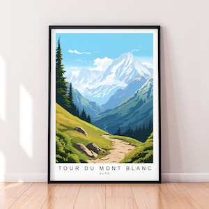 Tour du Mont Blanc Travel Print Tour du Mont Blanc Hiking Illustration Art Poster Gift Unframed Print