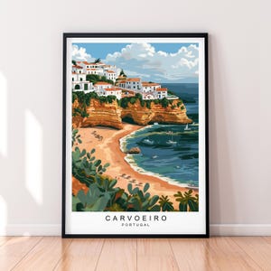 Carvoeiro Travel Art Print Illustration Carvoeiro Coast Portugal Poster Wall Art Gift Unframed Print