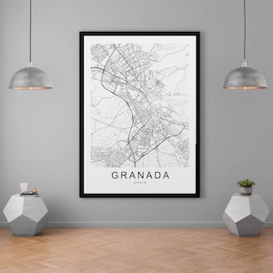 Granada España ciudad ciudad mapa impresión minimalista hogar mapa cartel pared decoración