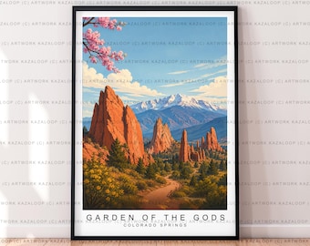 Garden of the Gods Colorado Springs Unframed Illustration Art Garden of the Gods Print Garden of the Gods Poster Scenic Wall Decor