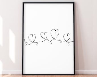 Awkward Shape Heart Love Single Line Art Poster Wall Art Minimalist Print