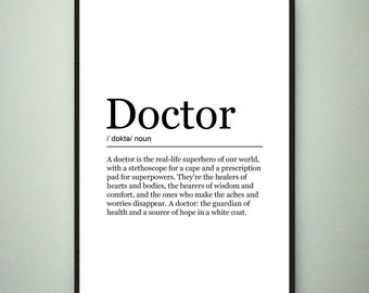 Doctor Funny Print Definition Poster Wall Art Doctor Minimalist Gift Print