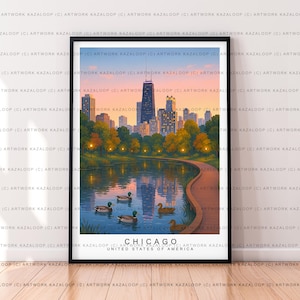 Chicago, Stati Uniti, poster senza cornice, illustrazione artistica, stampa di Chicago
