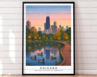Chicago United States Unframed Poster Illustration Art Chicago Print