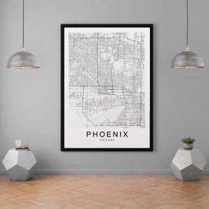 Phoenix carte Arizona USA ville carte impression minimaliste maison carte affiche décoration murale