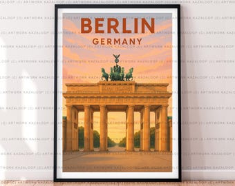 Berlin Germany Unframed Illustration Print Poster Art, Berlin Wall Art, Travel Artwork, German Architecture Poster Home Decoration
