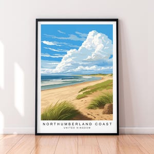 Northumberland Coast Illustration Print Northumberland Coast UK Poster Wall Art Gift Unframed Print