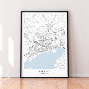 Brest City Map France Print Poster Minimalist Home Decor Brest France Town Map Poster Wall Art Decor