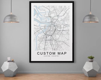 Stampa mappa della città personalizzata personalizzata Poster mappa della casa minimalista Decorazione da parete