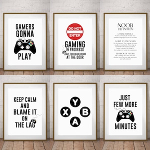 Juego de 6 pósteres de juegos para niños, decoración de arte de pared de sala de juegos X para niños (6ER)