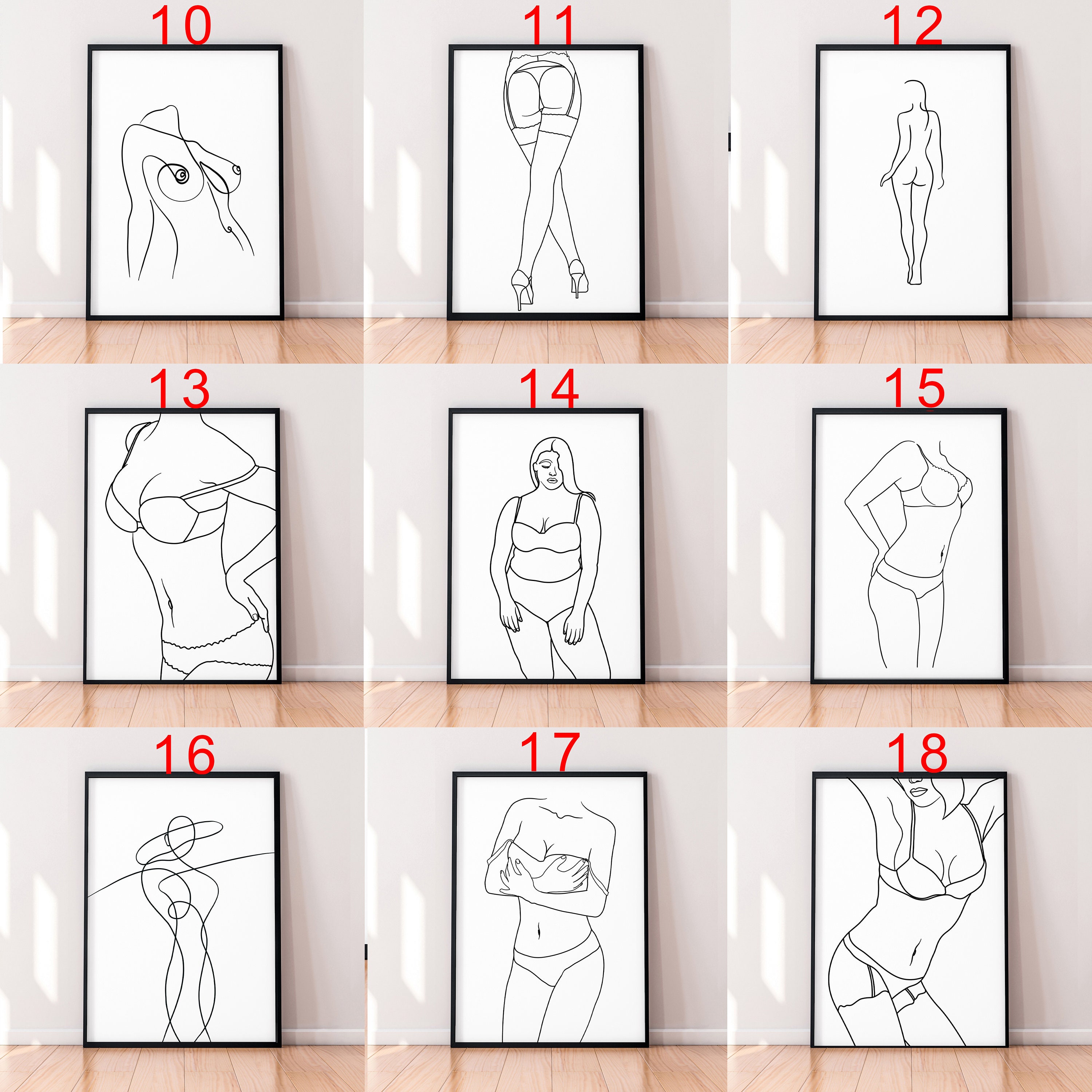 Line Art Female Womens Body Lines Print Poster Minimalist Unframed Home ...
