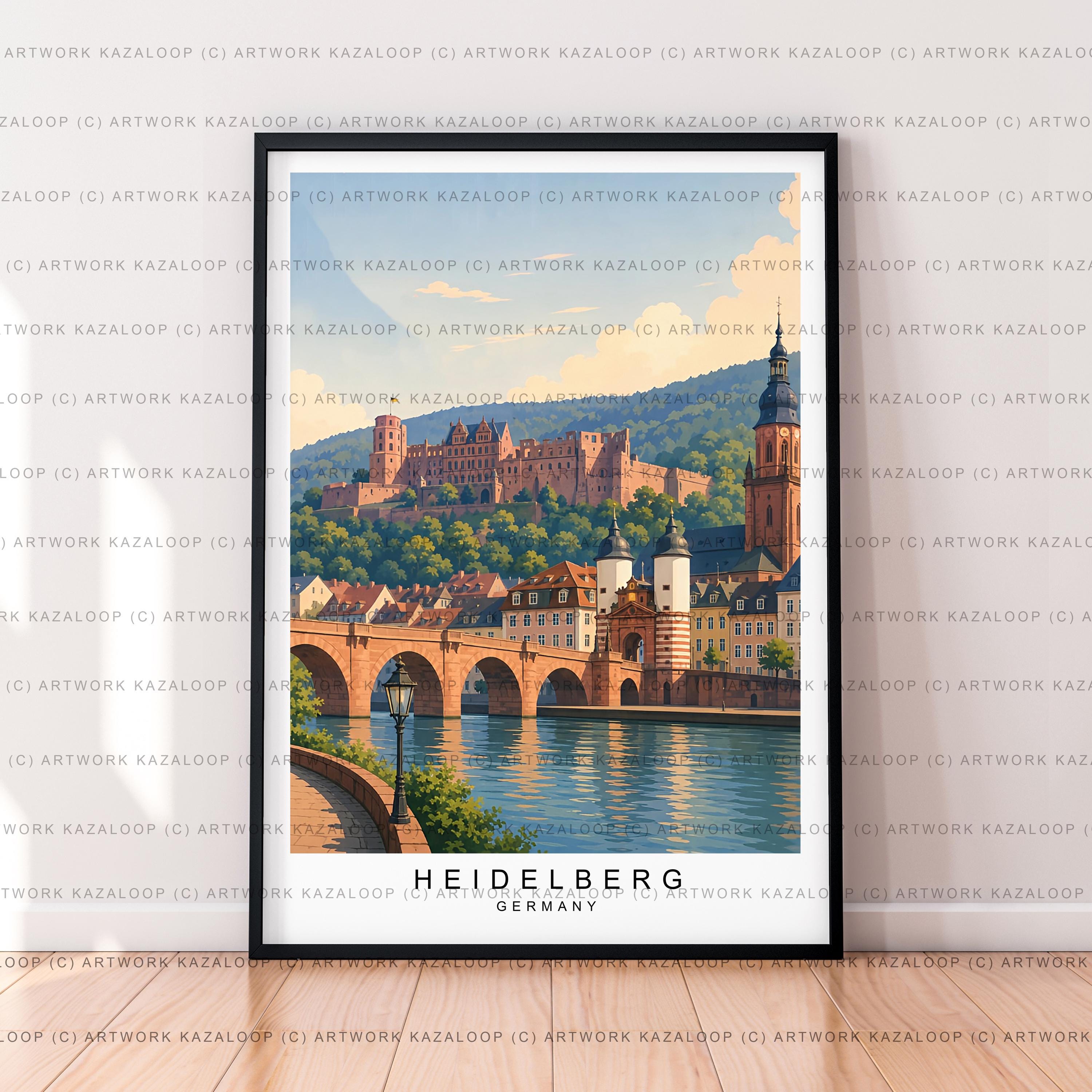 額縁有無は相談可能。T.NISHIGAKI ハイデンベルグの城門　ドイツ　Ｆ４ Heidelberg Poster - Etsy