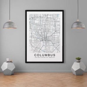 Columbus Map Ohio USA City Map Print Minimalist Home Map Poster Wall Decor