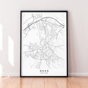 Impresión del mapa de Naas Impresión del mapa de Naas Irlanda Póster Arte de pared Regalo Impresión sin marco