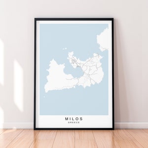 Milos Insel Karte Print Poster Minimalist Home Decor Milos Griechenland Karte Poster Wall Art Decor