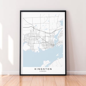 Kingston City Canada Map Print Poster Minimalist Home Kingston Ontario Canada Map Poster Wall Art Decor