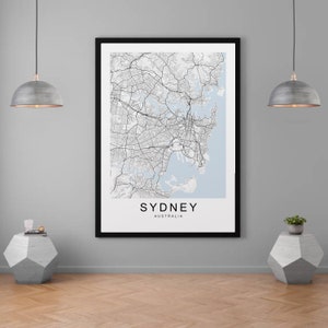 Sydney Town City Map Print Minimalist Home Map Poster Wall Decor