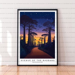 Avenue Of The Baobabs Unframed Poster Illustration Art Madagascar Print Avenue Of The Baobabs