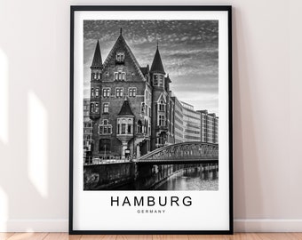 Hamburg Port Speicherstadt Germany Stampa Minimalista Home Travel Poster Wall Decor