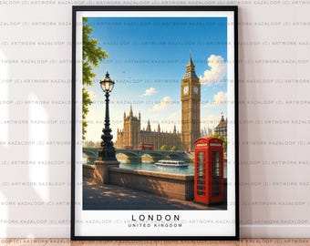 London UK Unframed Illustration Print Poster Art London River Wall Art